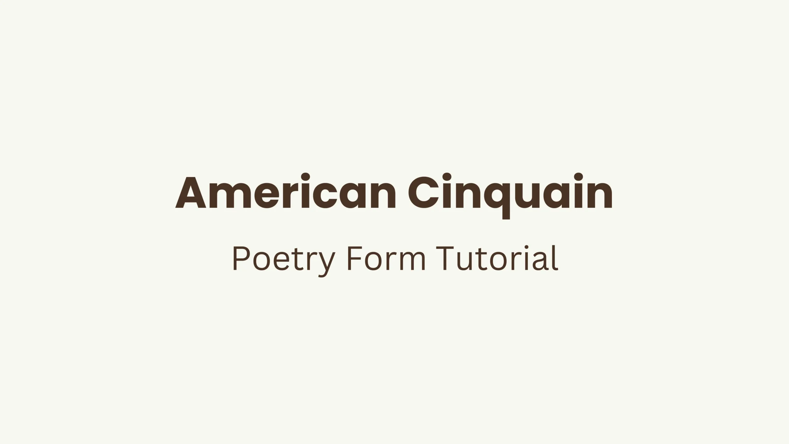 American Cinquain Poetry Form Tutorial by Rena Aliston